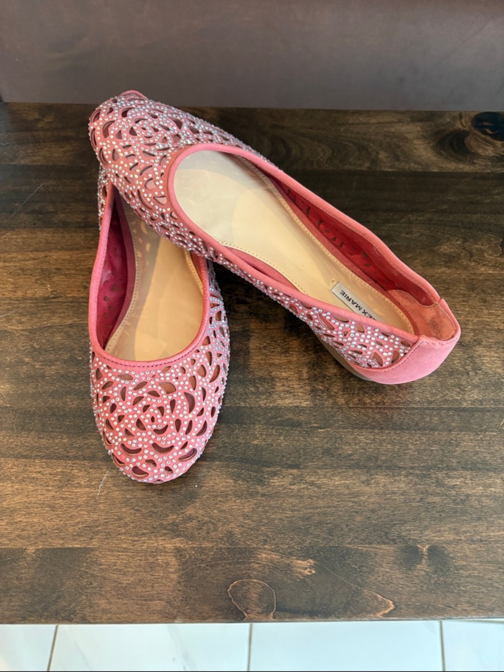 Alex Marie Pink Crystal Cutout Ballet Flats - Gently worn, size 7.5